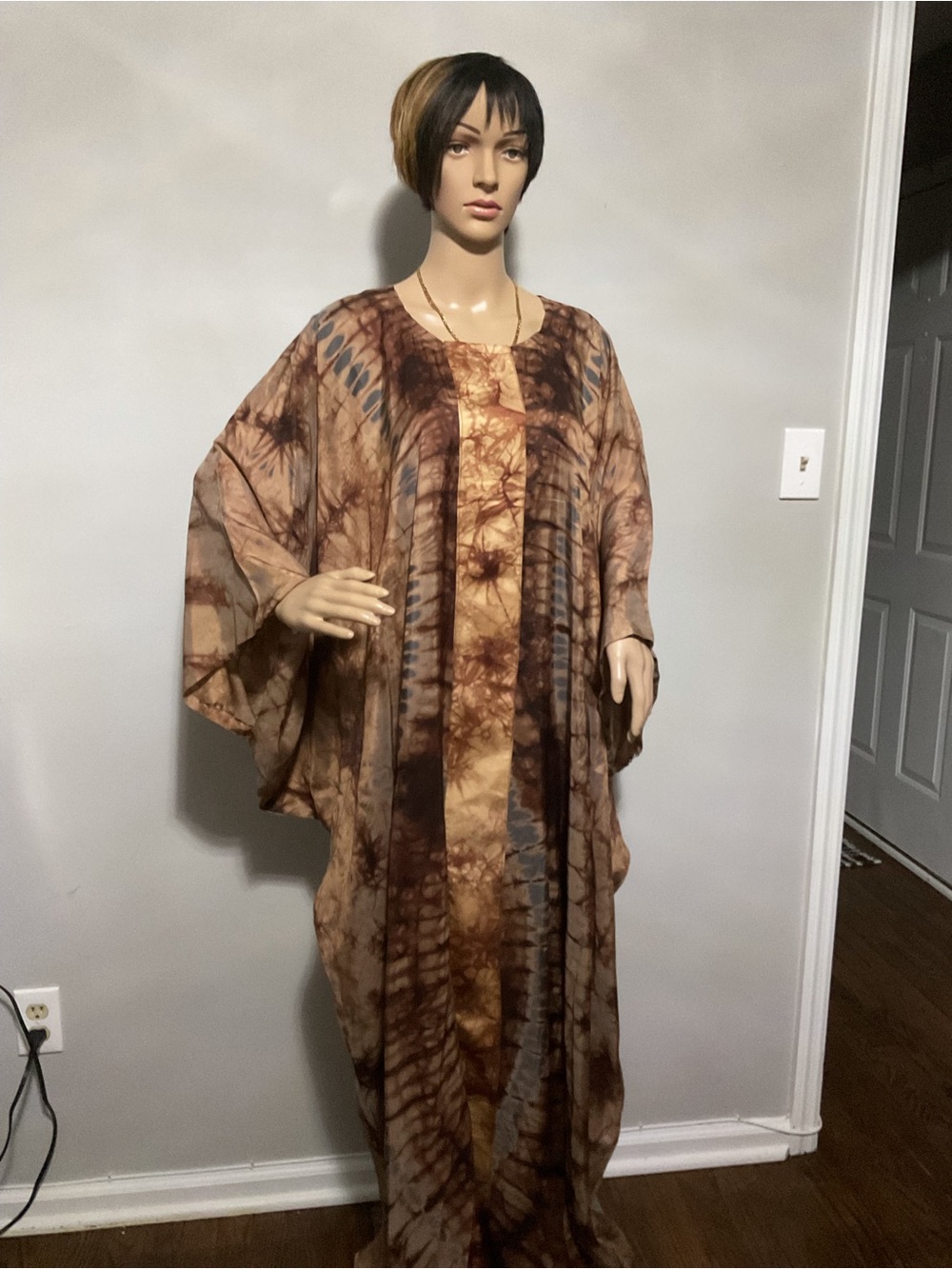 Boho Brown Tie-Dye Maxi Cover-Up Dress - Women Swim